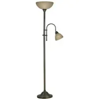Bronze With Glass Shades and Reading Light Torchiere 72"H