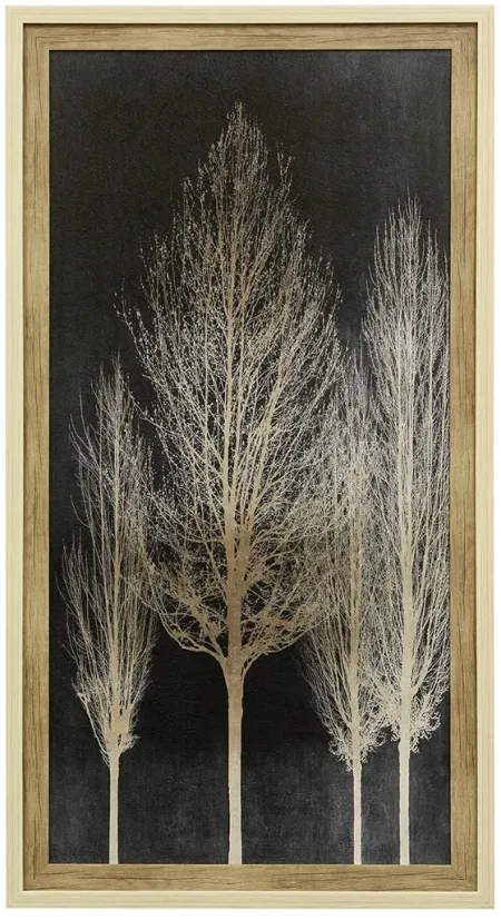 Ivory and Black Trees II Textured Framed Print 29"W x 53"H
