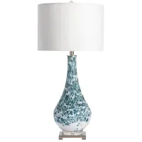 Blue and White Glass Table Lamp 31.5"H