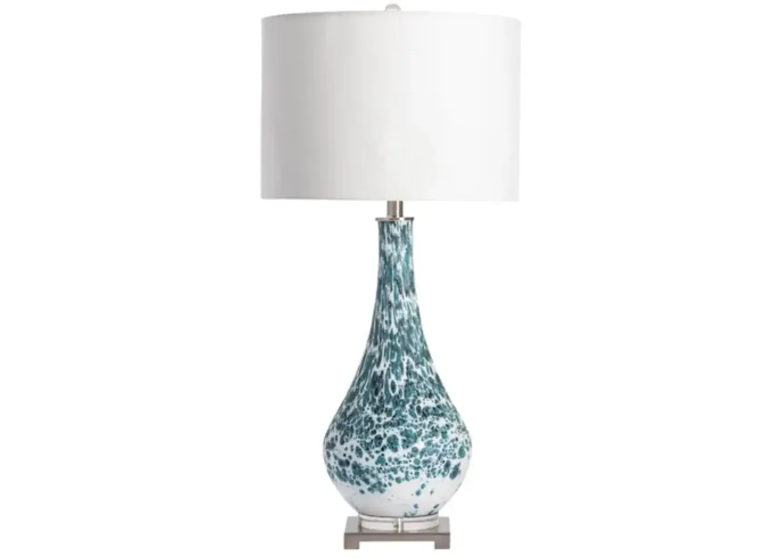 Blue and White Glass Table Lamp 31.5"H