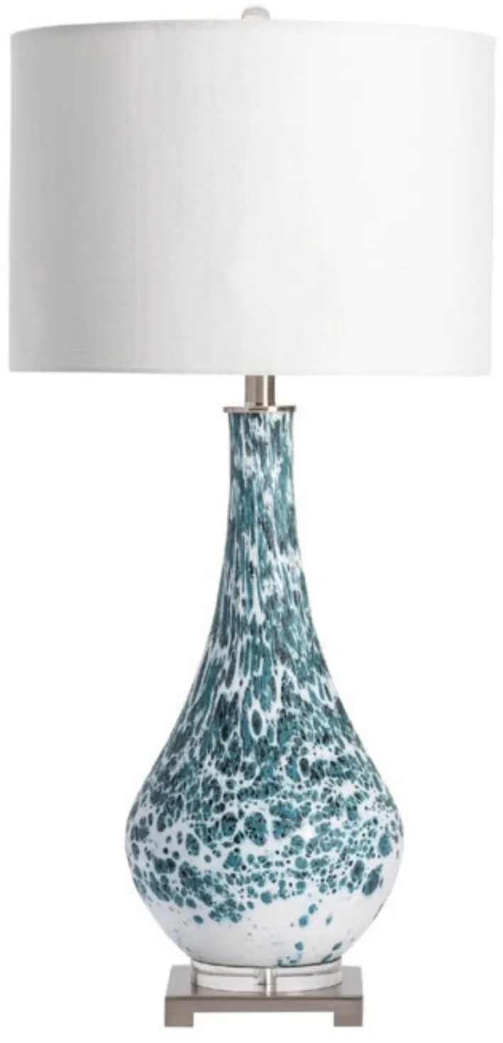 Blue and White Glass Table Lamp 31.5"H