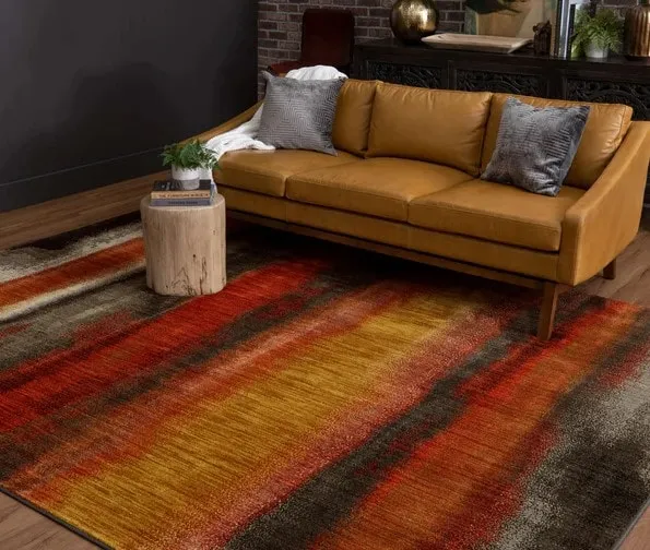 Elements Red/Brown/Yellow Area Rug 8'W x 11'L