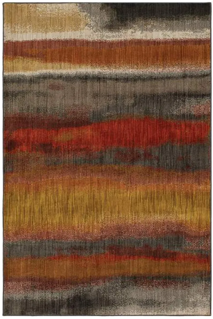 Elements Red/Brown/Yellow Area Rug 8'W x 11'L