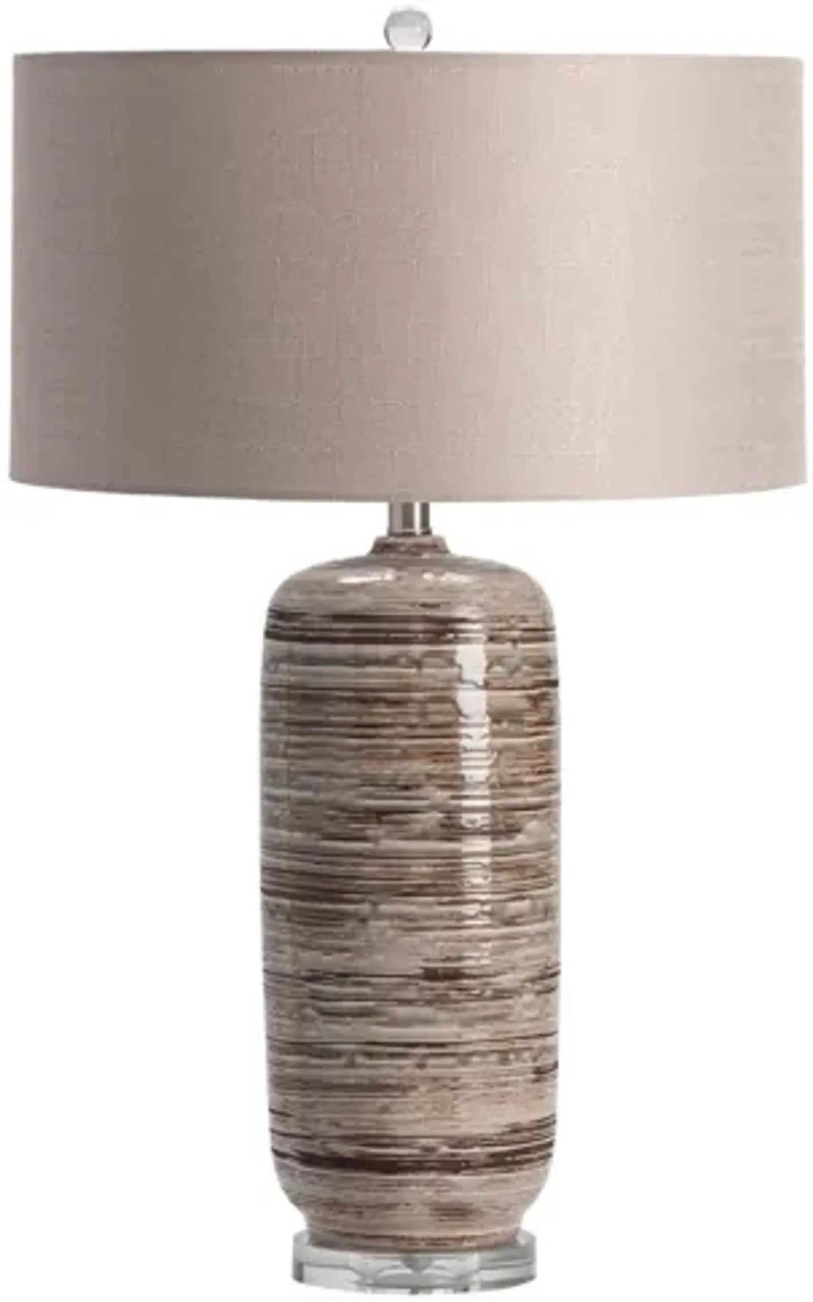 Grey and Brown Striped Ceramic Table Lamp 29"H