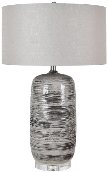 Grey and Brown Striped Ceramic Table Lamp 29"H