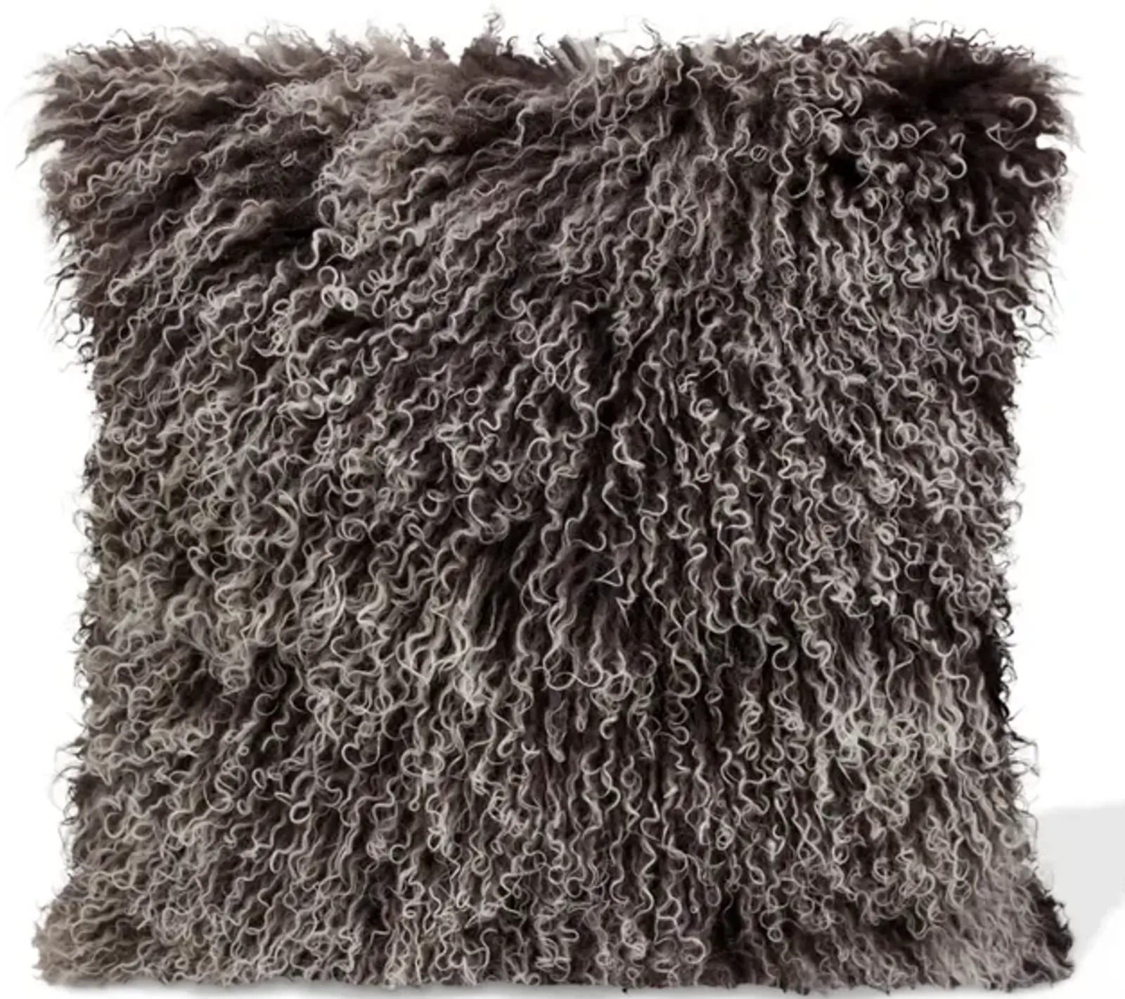 Grey Ombre Lamb Fur Pillow 15.75"W x 15.75"H