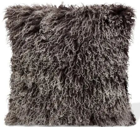Grey Ombre Lamb Fur Pillow 15.75"W x 15.75"H