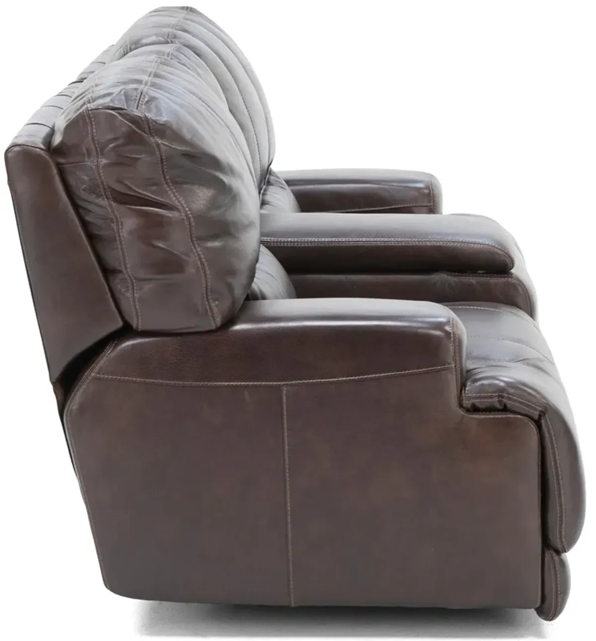 Placier Leather Power Headrest Console Reclining Loveseat in Coffee