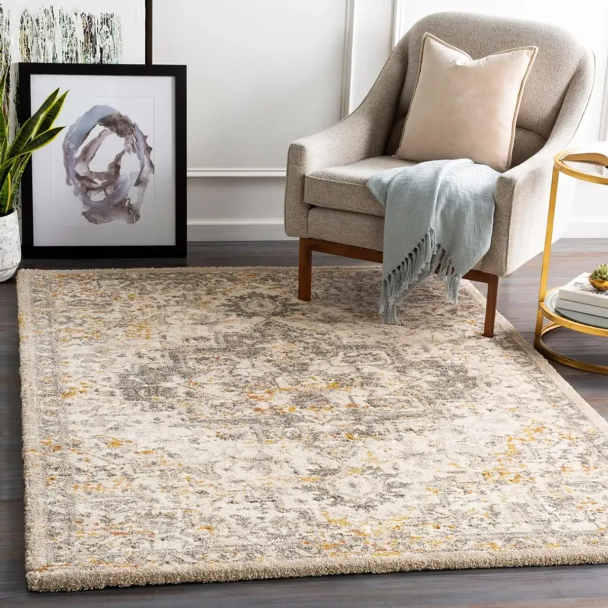 Tuscany Cream Medallion Area Rug 7'10"W x 10'3"L