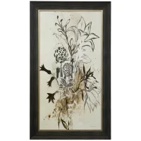 Black and Cream Bouquet I Framed Textured Print 31"W x 53"H