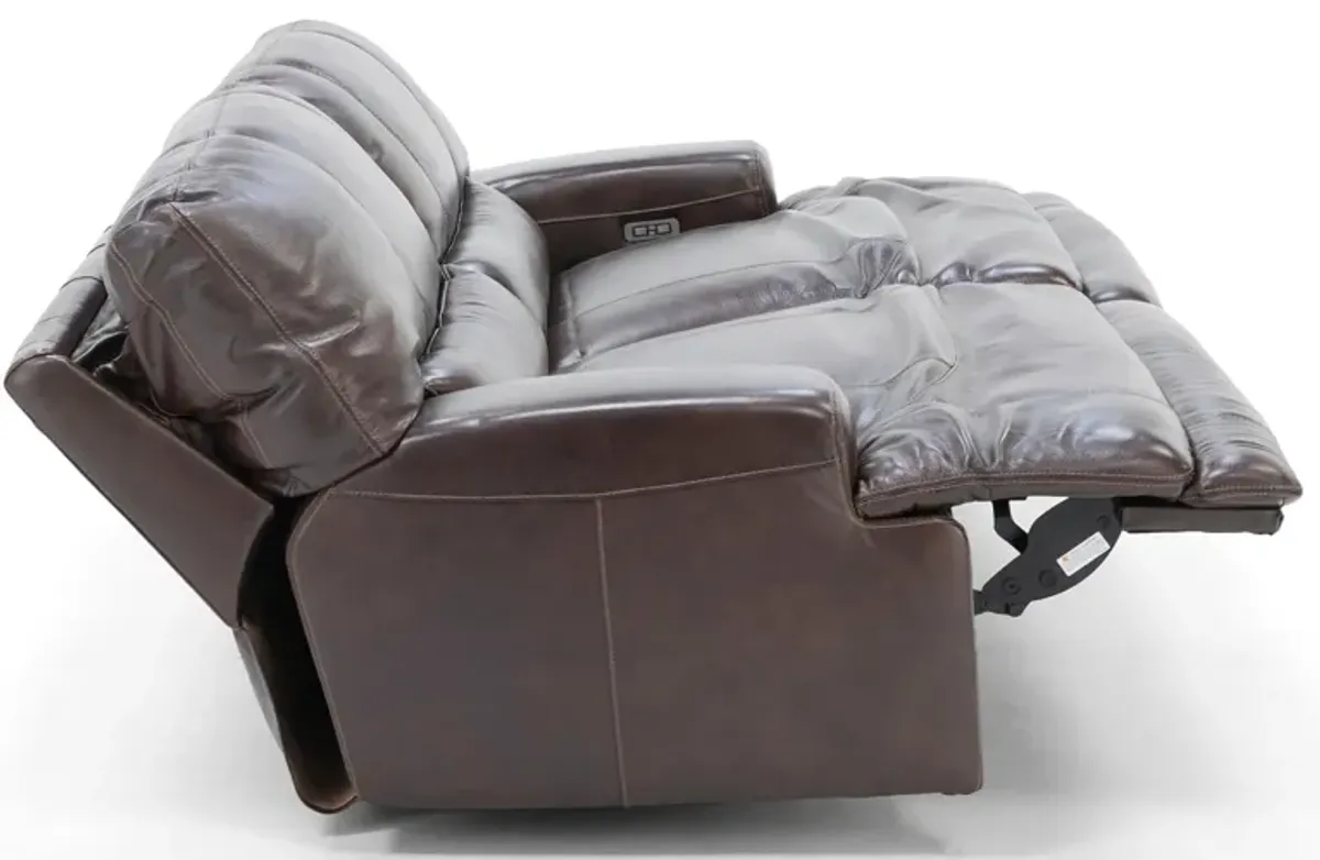 Placier Leather Power Headrest Reclining Sofa in Coffee