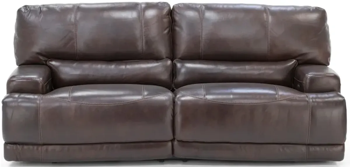 Placier Leather Power Headrest Reclining Sofa in Coffee