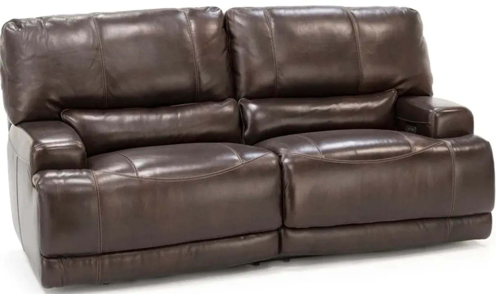 Placier Leather Power Headrest Reclining Sofa in Coffee