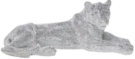 Silver Bling Laying Leopard 39"W x 14"H