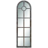 Distressed Brown Wood and Metal Arch Mirror 23"W x 72"H