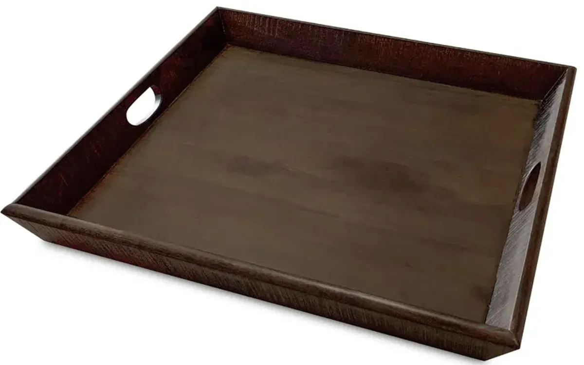 Oversized Tobacco Leaf Wood Ottoman Tray 27"W x 27"L