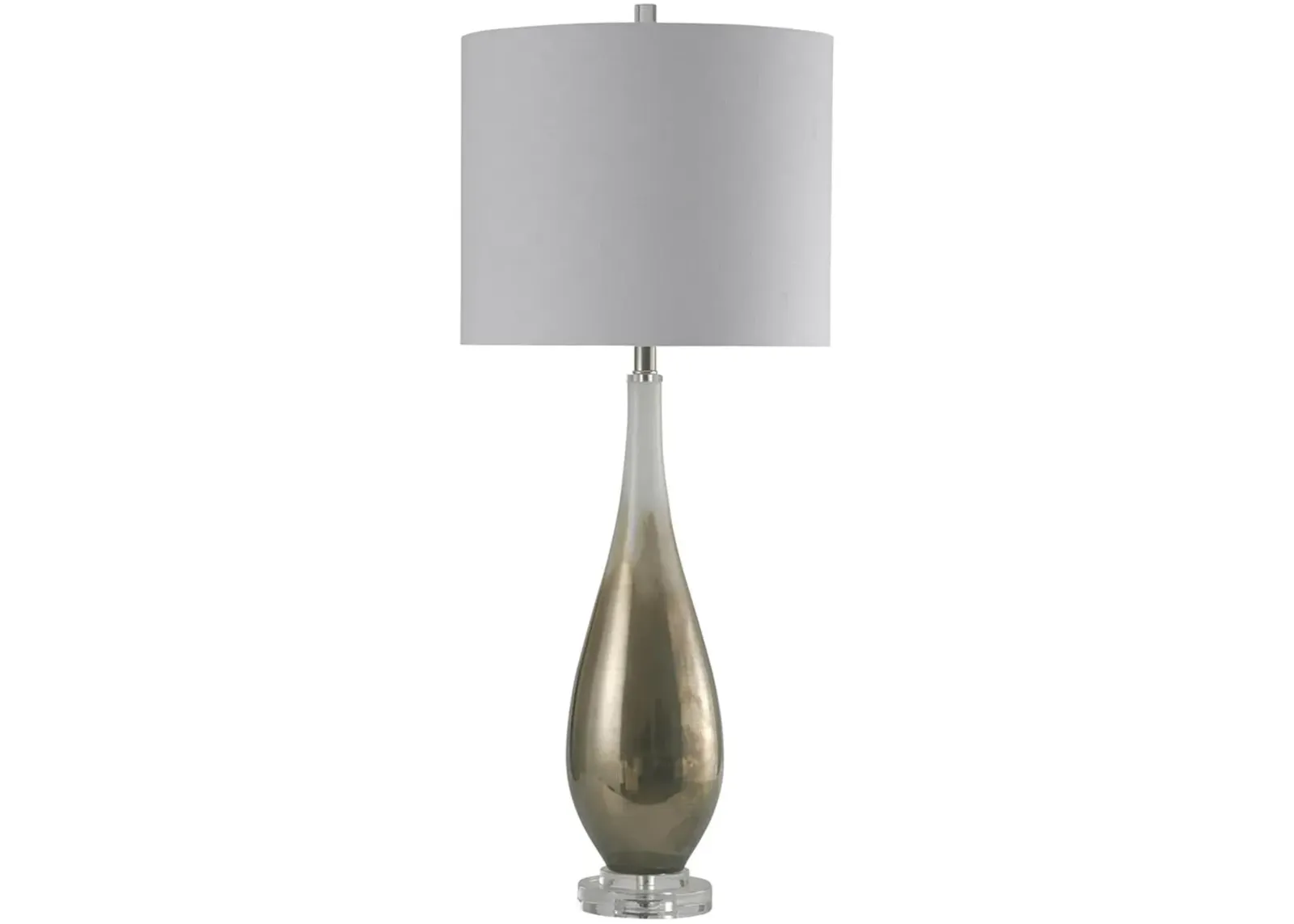 White and Bronze Glass Table Lamp 39"H