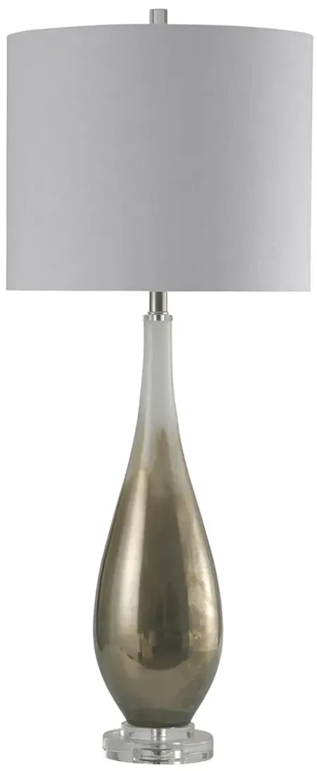 White and Bronze Glass Table Lamp 39"H