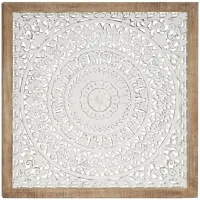 White Carved Wood Wall Plaque 47"W x 47"H