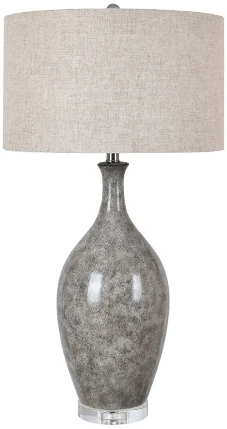 Mottled Grey Ceramic Table Lamp 32"H