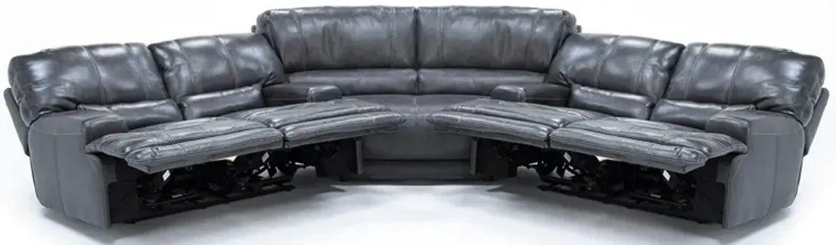 Placier 3-Pc. Leather Power Headrest Reclining Sectional in Charcoal