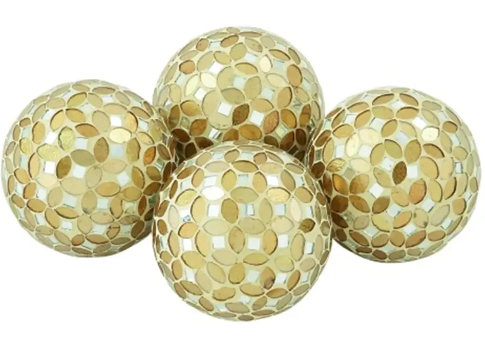 Set of 4 Gold Mosaic Orb 4"