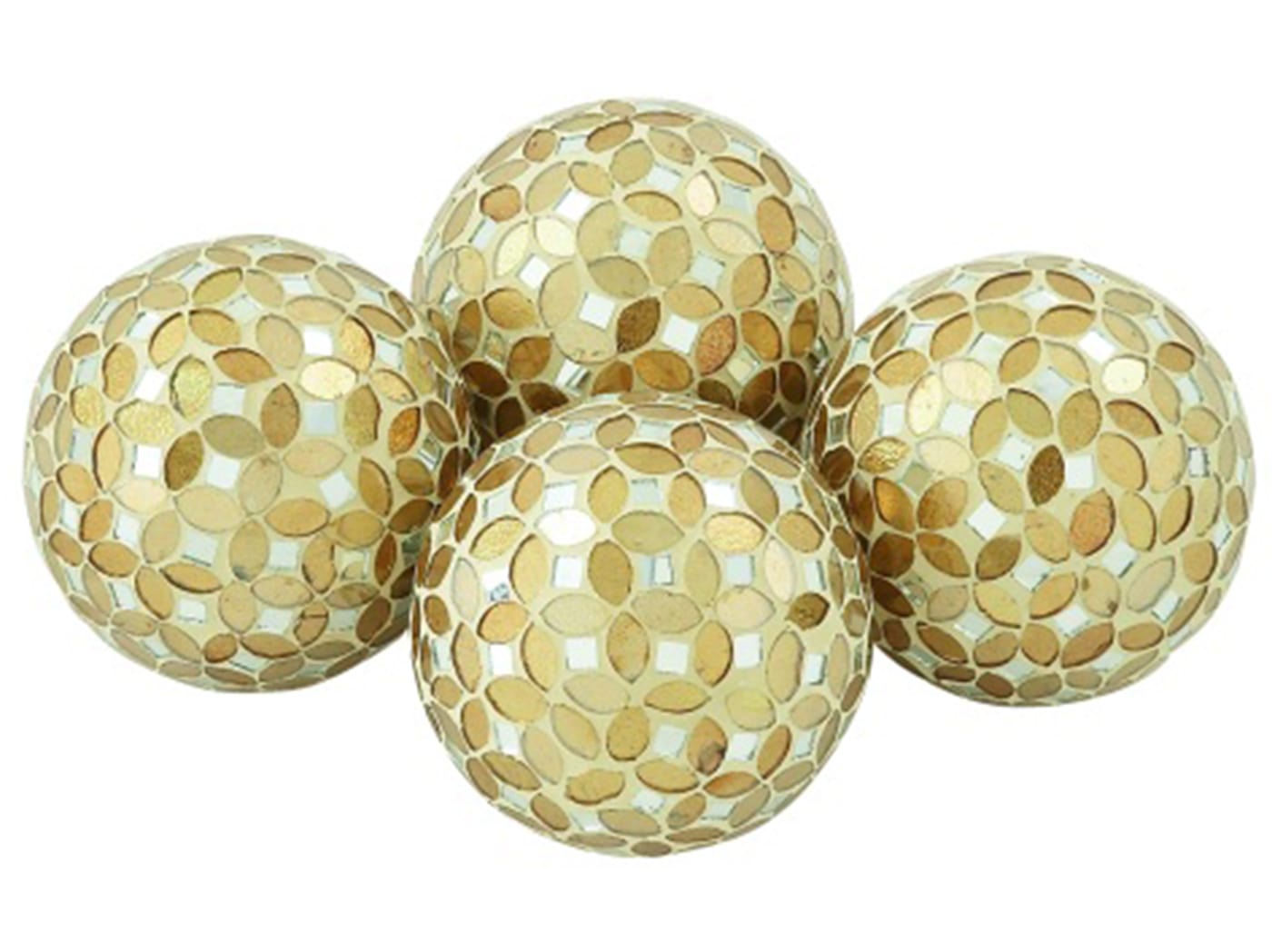 Set of 4 Gold Mosaic Orb 4"