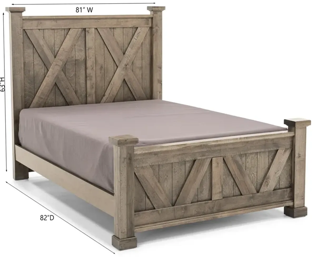 Cool Rustic King X Panel Bed, Grey