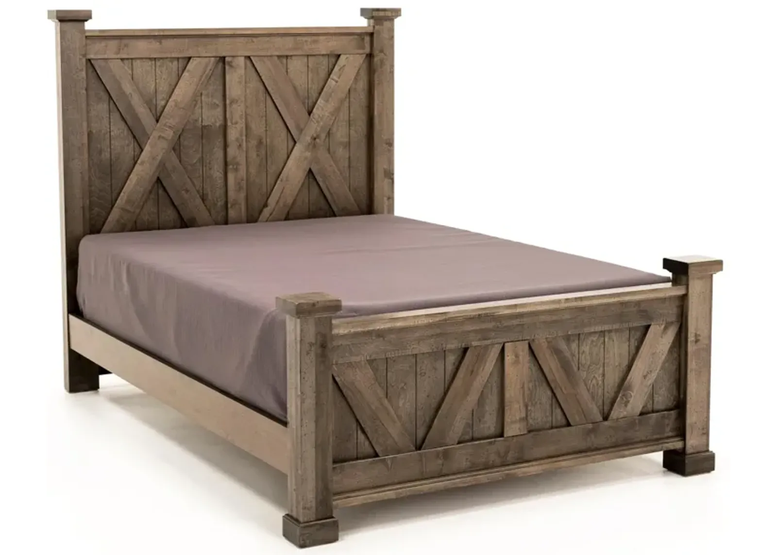 Cool Rustic King X Panel Bed, Grey