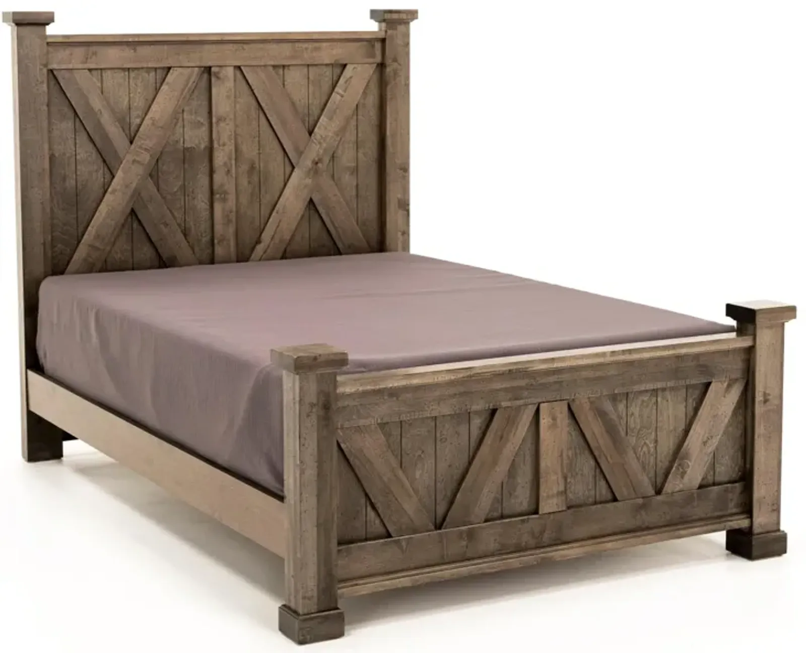 Cool Rustic King X Panel Bed, Grey