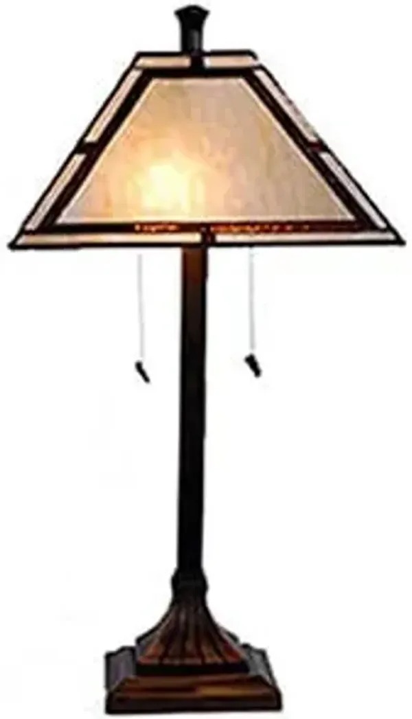 Libby Cream and Amber Tiffany-Style Glass Table Lamp 25.25"H