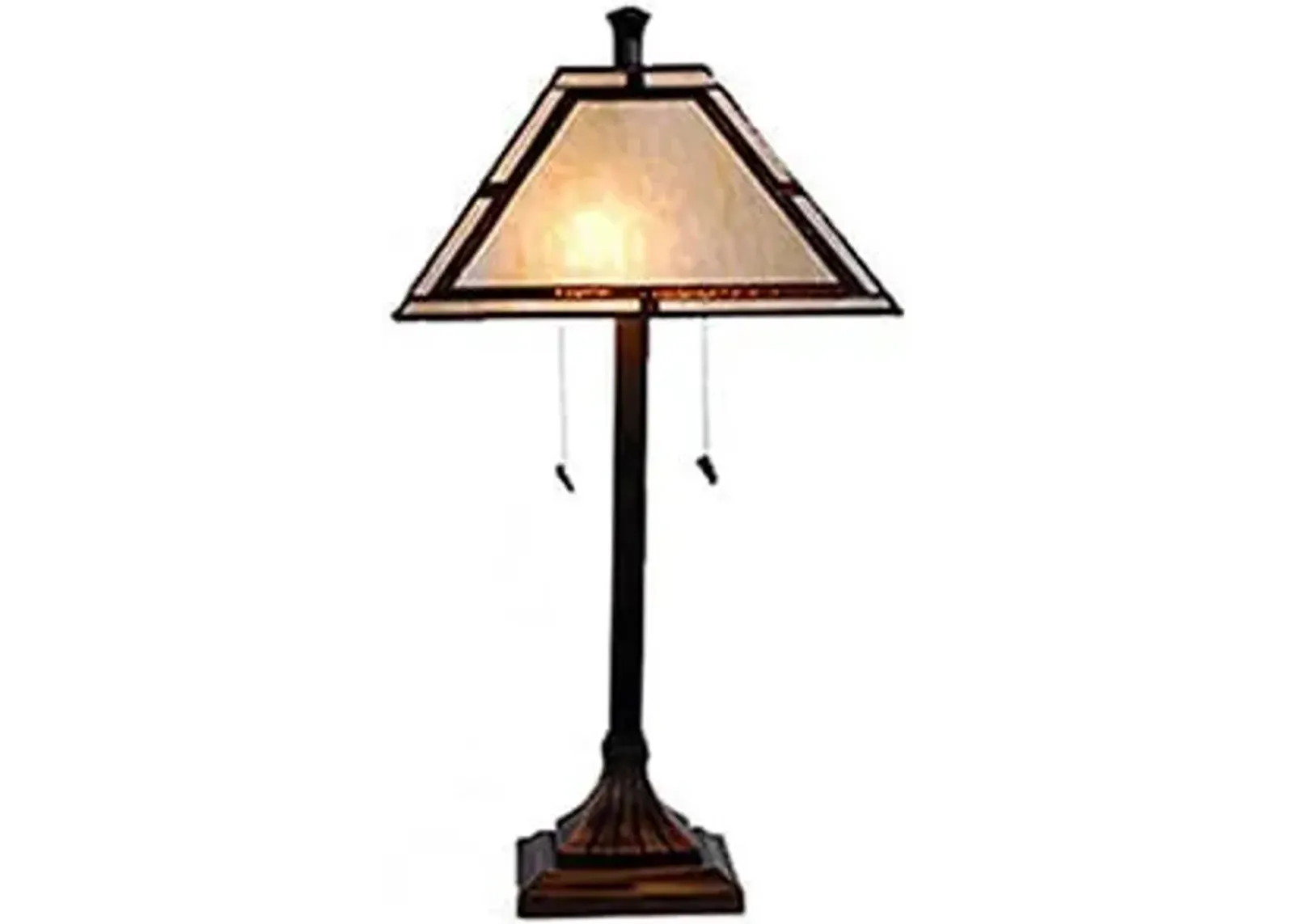 Libby Cream and Amber Tiffany-Style Glass Table Lamp 26"H