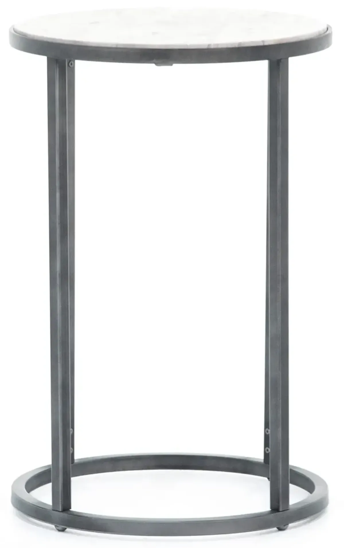 Modern Basics Round End Table In Natural Travertine Bronze