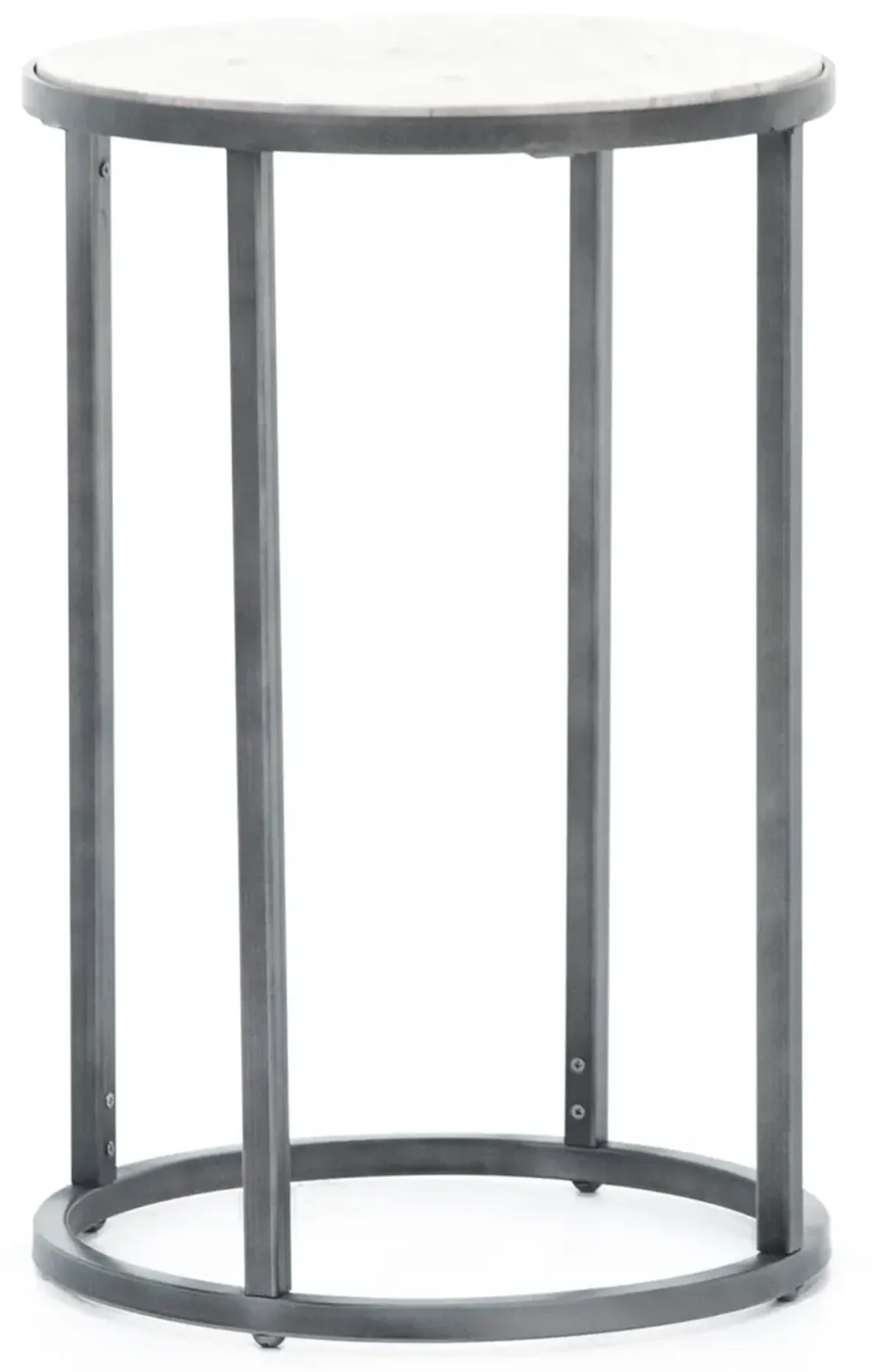 Modern Basics Round End Table In Natural Travertine Bronze