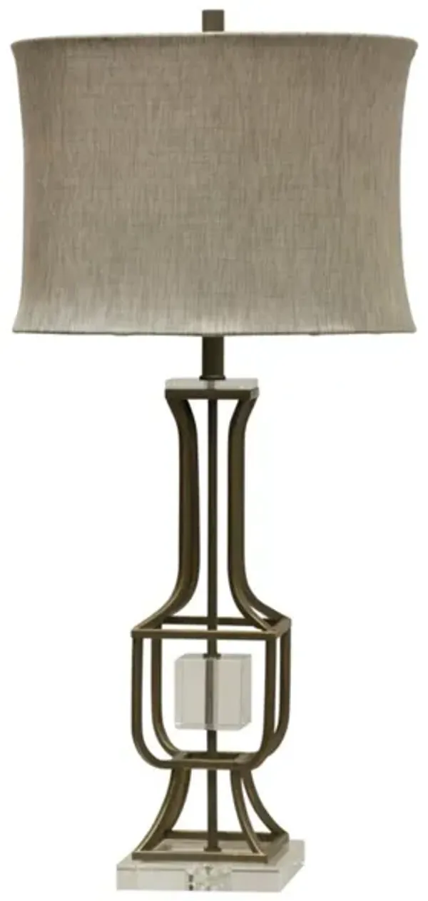 Gold Metal Caged Table Lamp 36.5"H