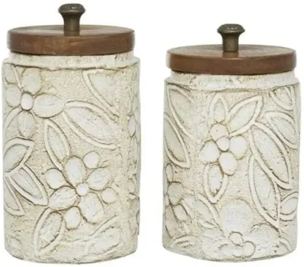 Set of 2 Jars with Lids 9/10"H
