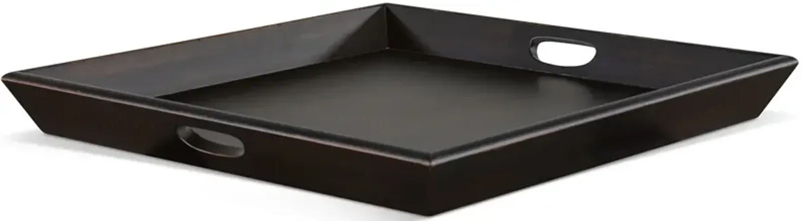 Oversized Black Walnut Finish Wood Ottoman Tray 27"W x 27"L