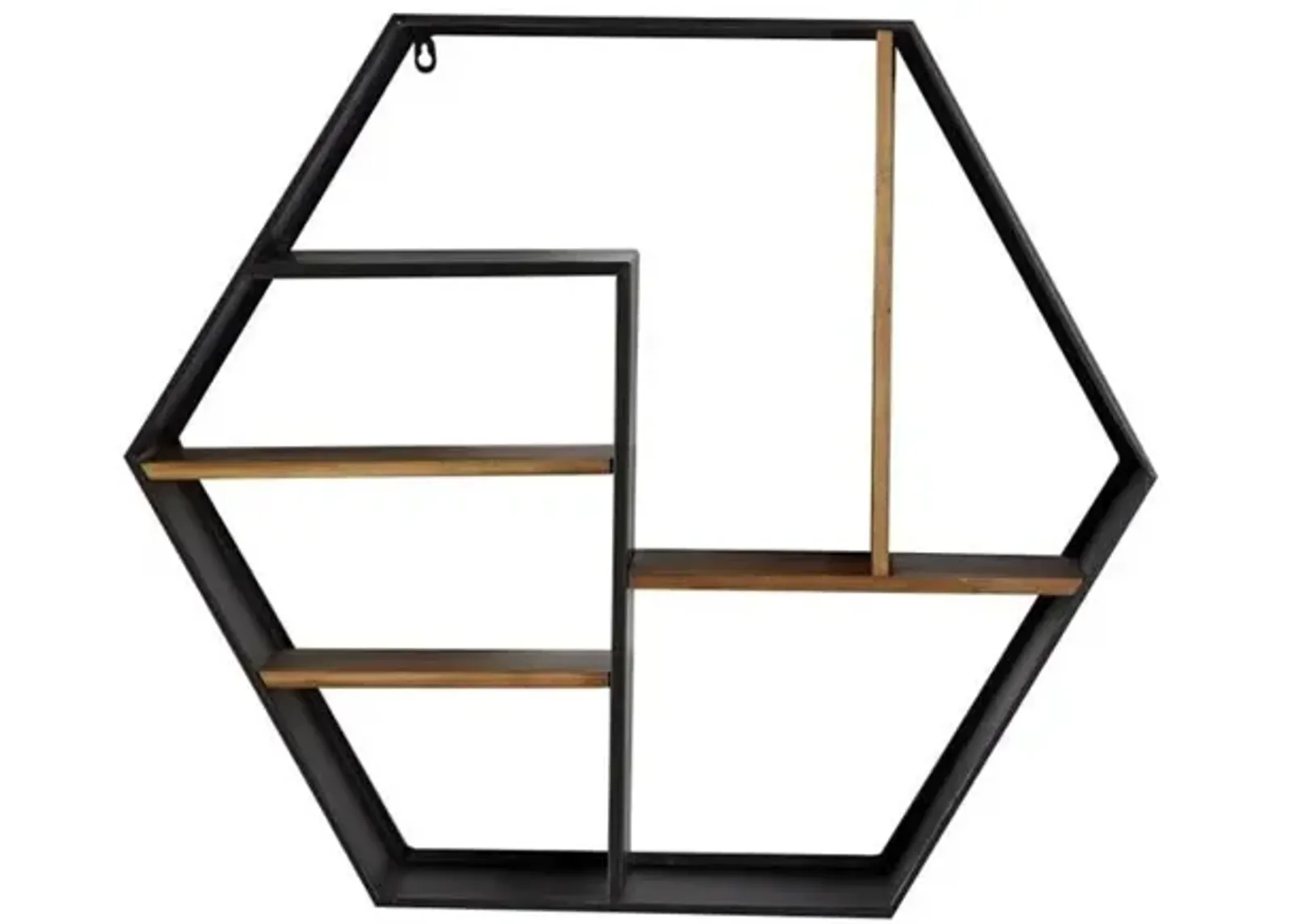 Black and Brown Hexagon Wall Shelf 30"W x 26"H