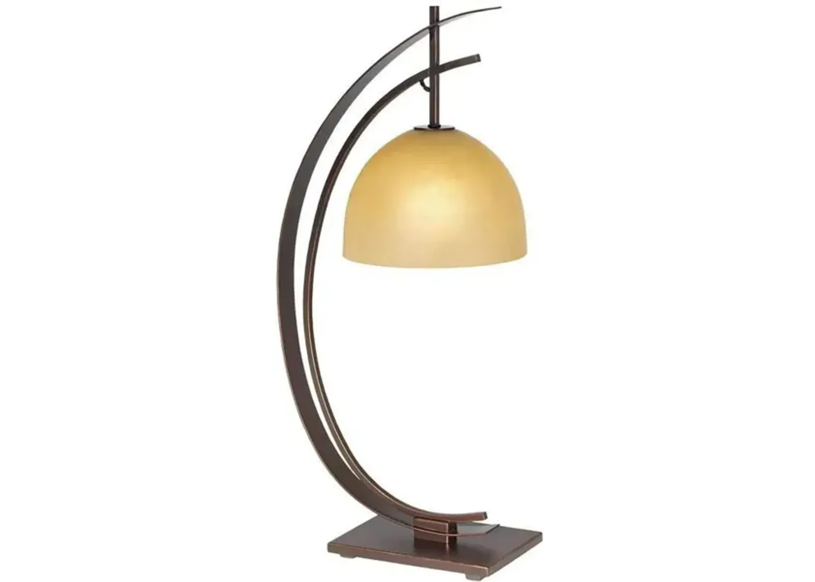 Bronze Arc With Glass Dome Shade Table Lamp 28"H