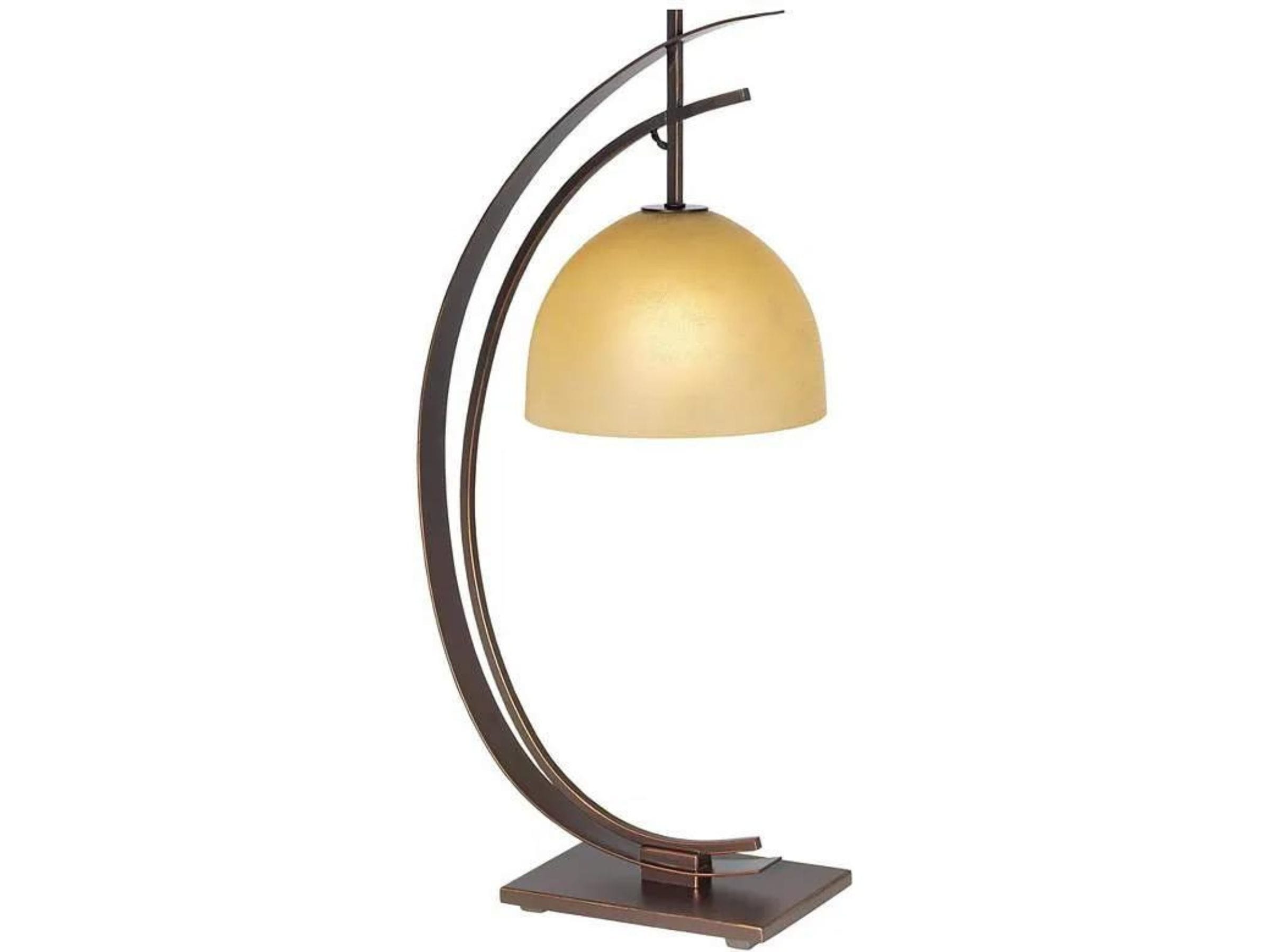 Bronze Arc With Glass Dome Shade Table Lamp 28"H