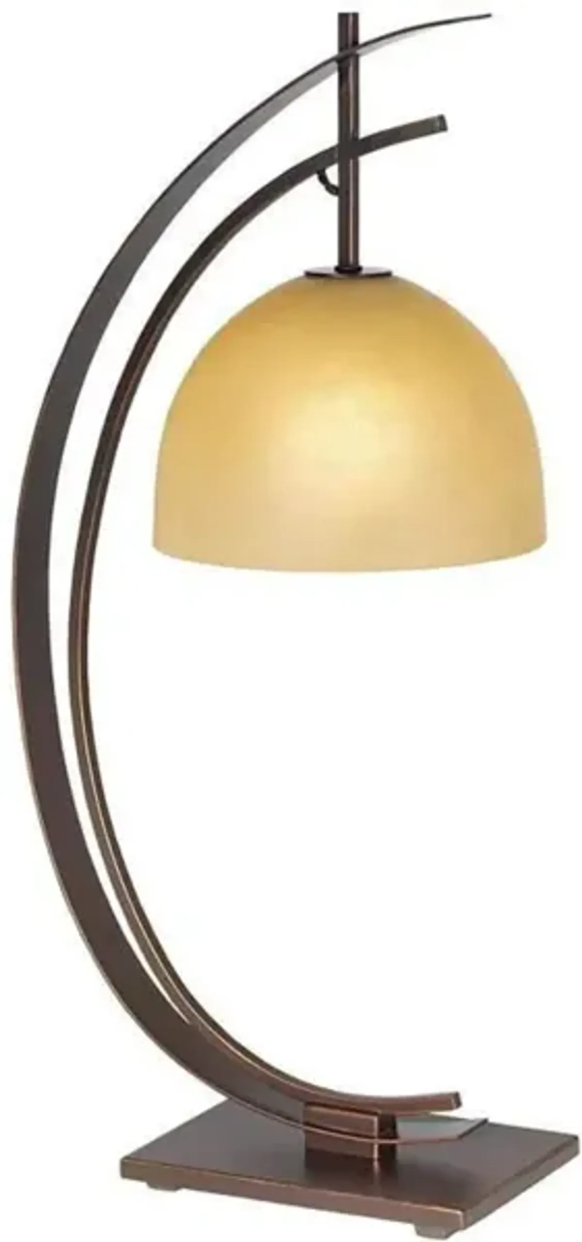 Bronze Arc With Glass Dome Shade Table Lamp 28"H