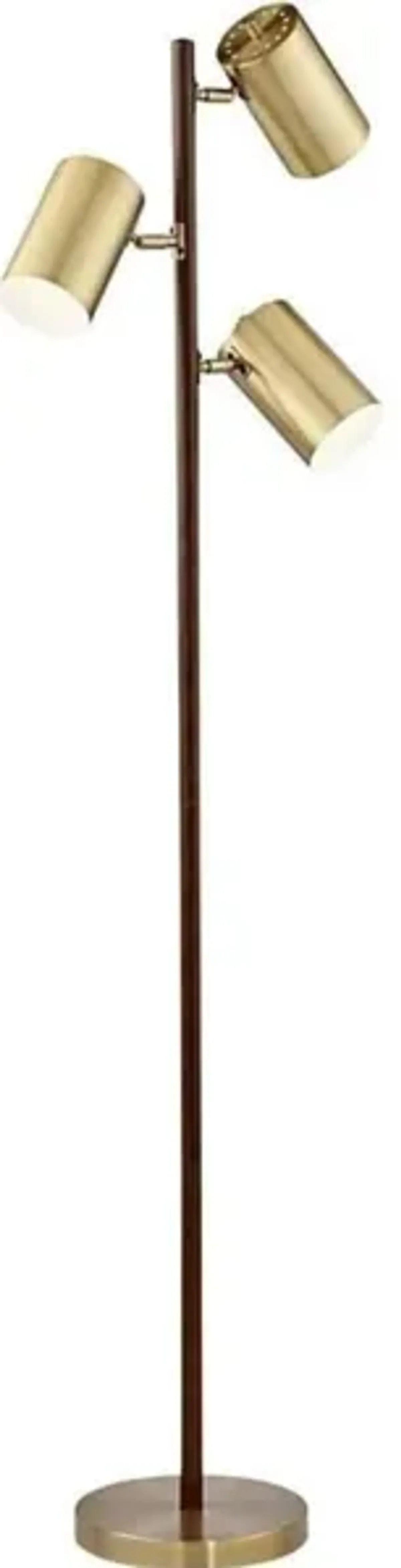 Brass 3-Lite Floor Lamp 63.5"H