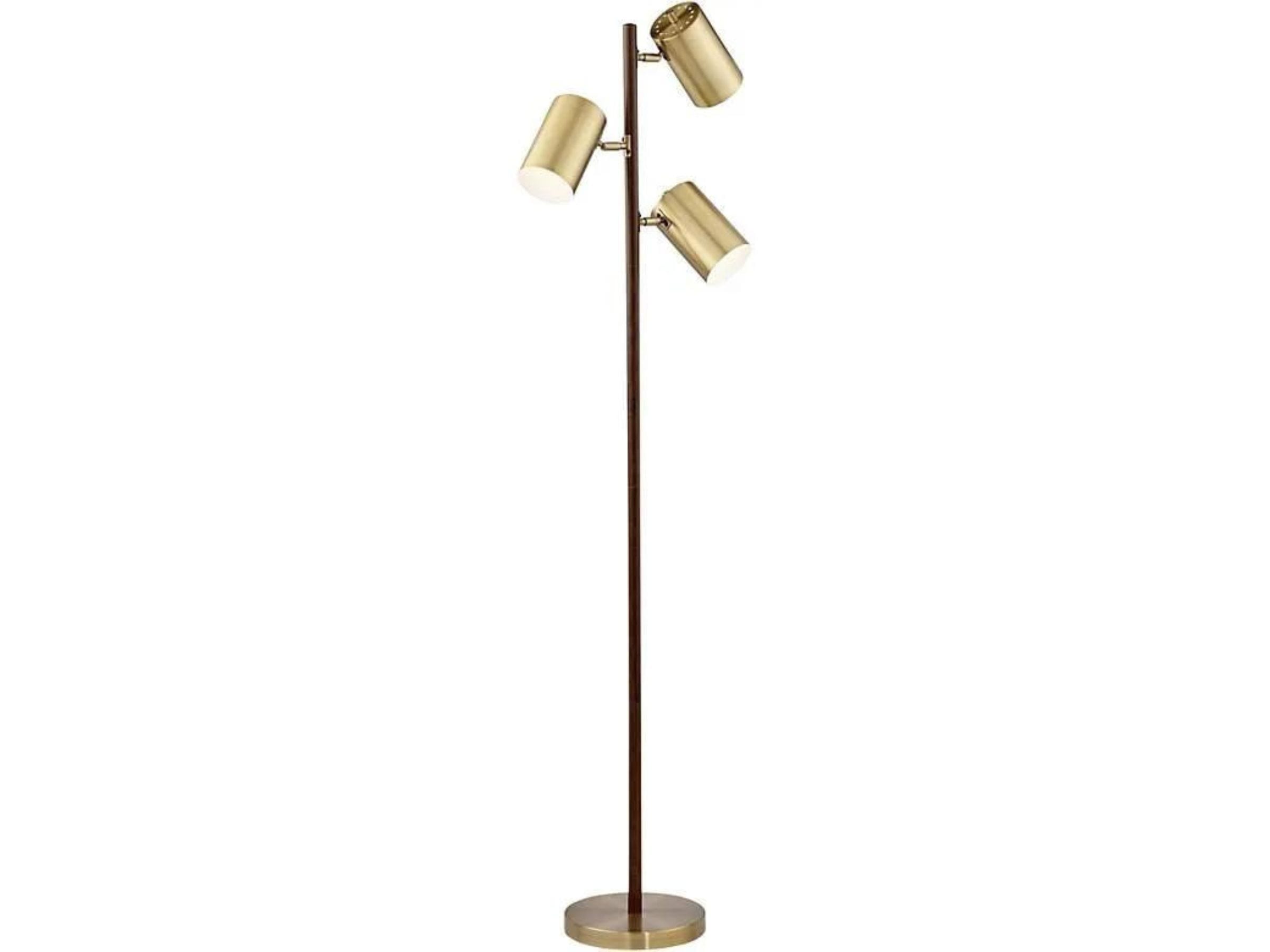 Brass 3-Lite Floor Lamp 63.5"H