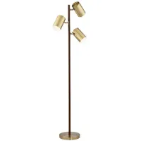 Brass 3-Lite Floor Lamp 63.5"H