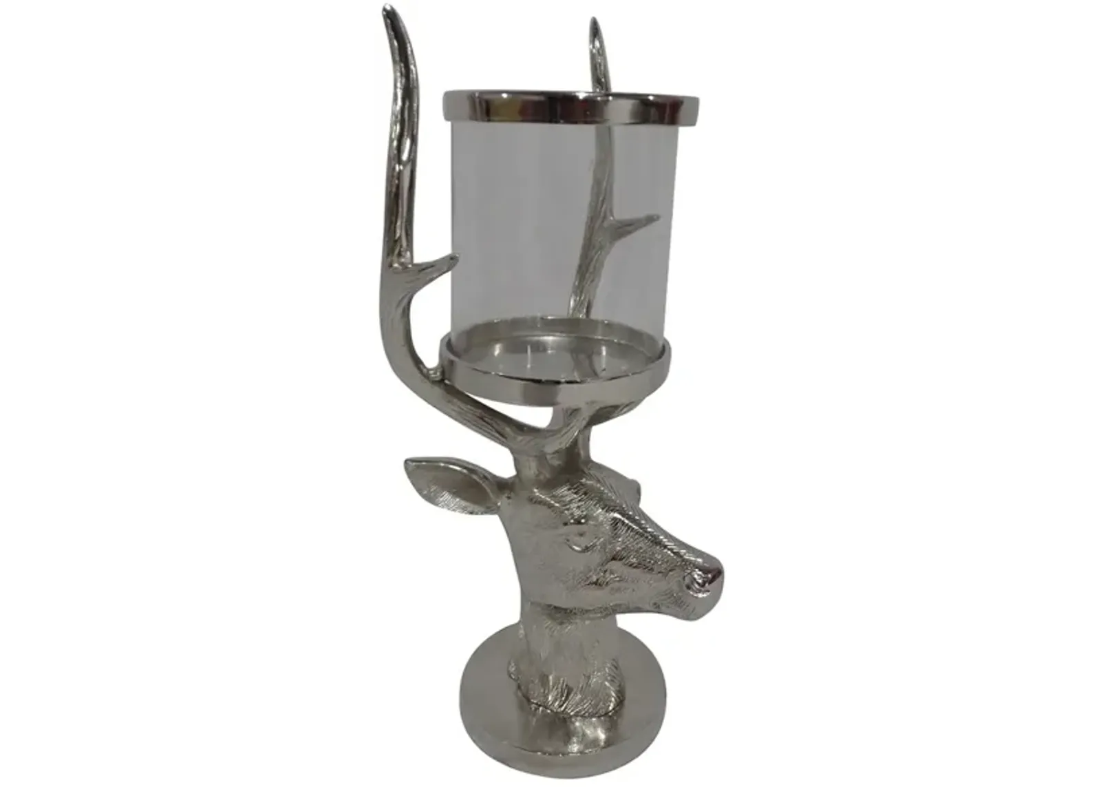 Aluminum and Glass Stag Candleholder 9.5"W x 20"H