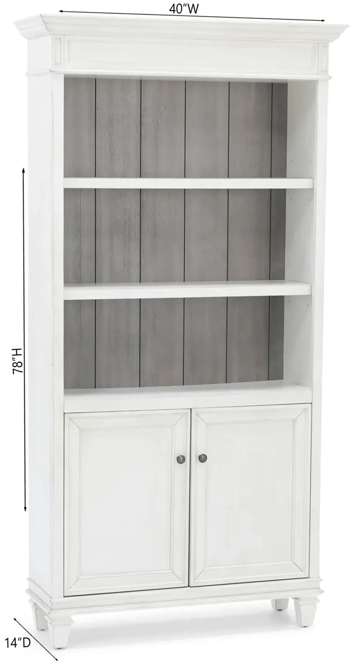 White Estate Lower Door Bookcase