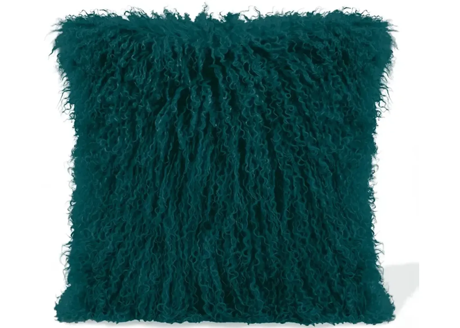 Teal Lamb Fur Pillow 15.75"W x 15.75"H