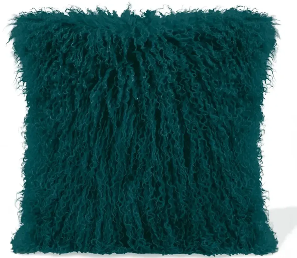 Teal Lamb Fur Pillow 15.75"W x 15.75"H