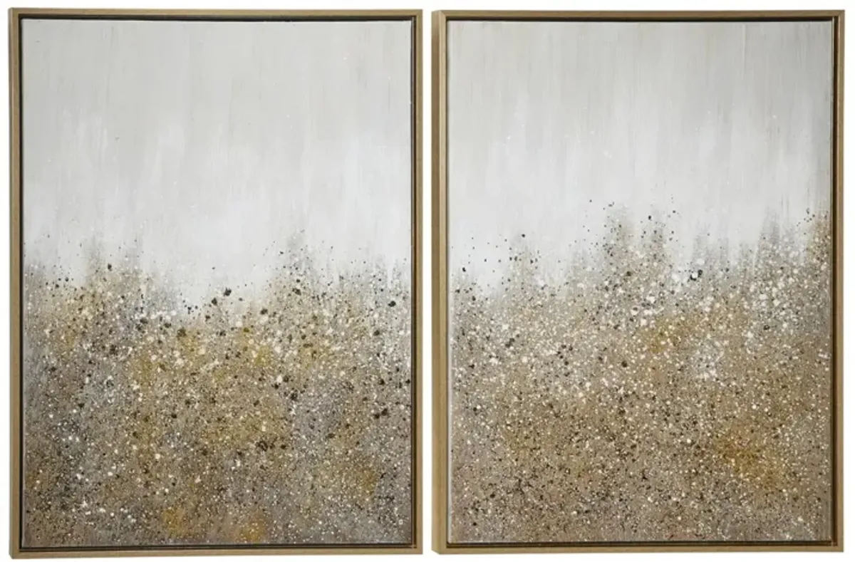 Assorted Grey, Gold, and Black Abstract Framed Art Each 29"W x 36"H