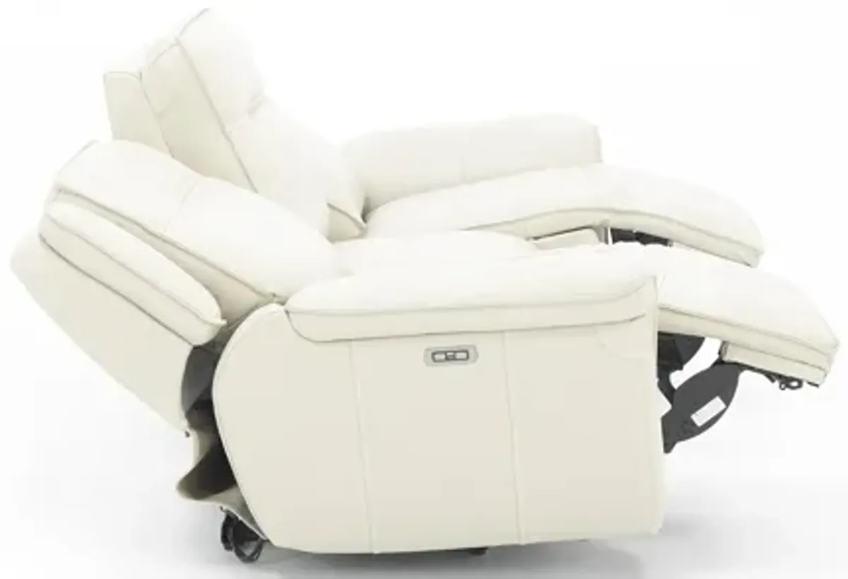 Arthur Leather Power Headrest Reclining Sofa in Ivory